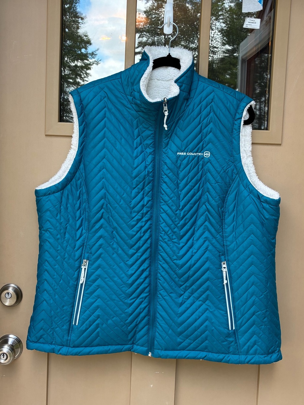 Free Country Teal Quilted Sherpa-Lined Vest Women's XXL